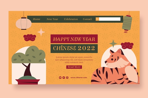 Vector gratuito plantilla de página de destino de año nuevo chino plana