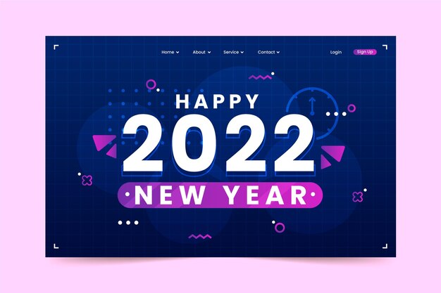 Plantilla de página de destino de año nuevo degradado