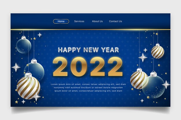 Plantilla de página de destino de año nuevo degradado