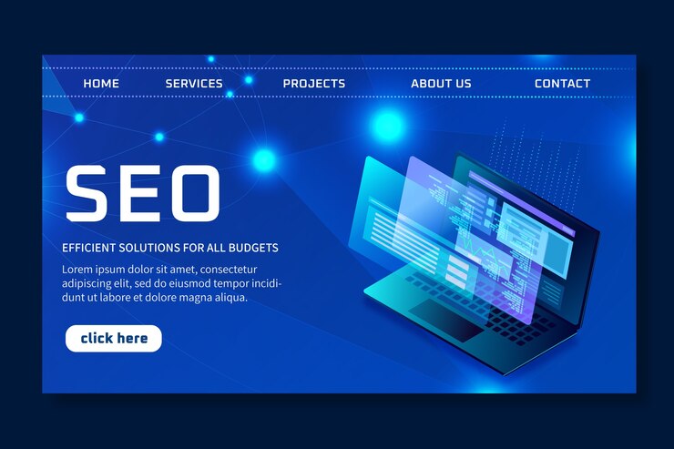 Vector gratuito plantilla de página de destino de anuncios seo