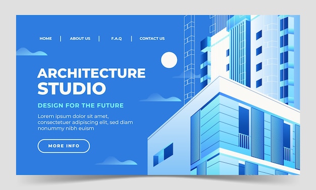 Vector gratuito plantilla de página de destino de arquitecto azul degradado