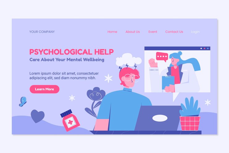 Vector gratuito plantilla de página de destino de ayuda de psicólogo dibujada a mano