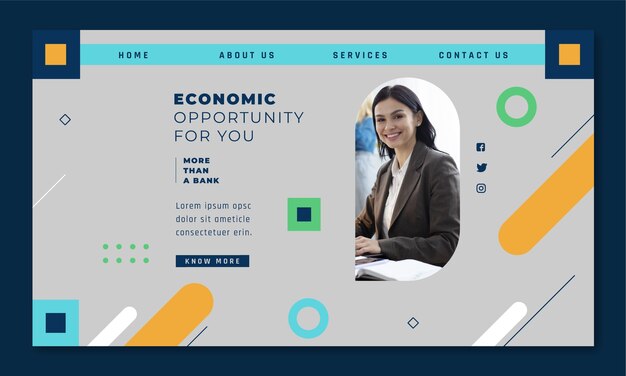 Plantilla de página de destino de banco de diseño plano