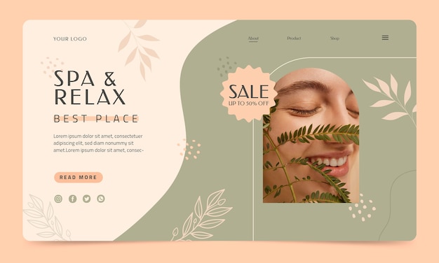 Vector gratuito plantilla de página de destino boho de spa de belleza plana