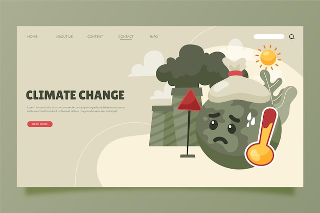 Vector gratuito plantilla de página de destino de cambio climático plano dibujado a mano