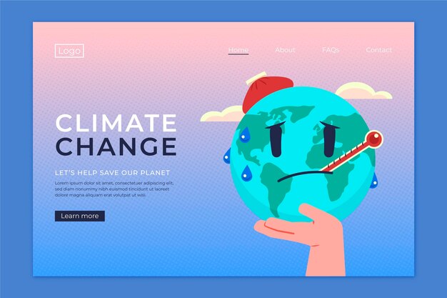Plantilla de página de destino de cambio climático plano dibujado a mano