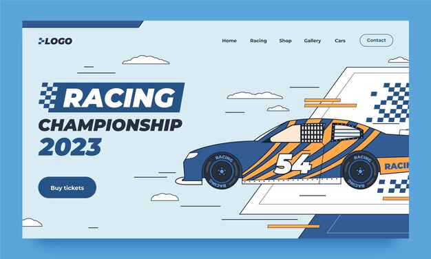 Plantilla de página de destino para el campeonato de carreras de autos