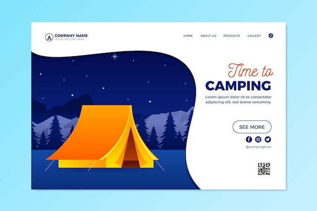 Vector gratuito plantilla de página de destino de camping