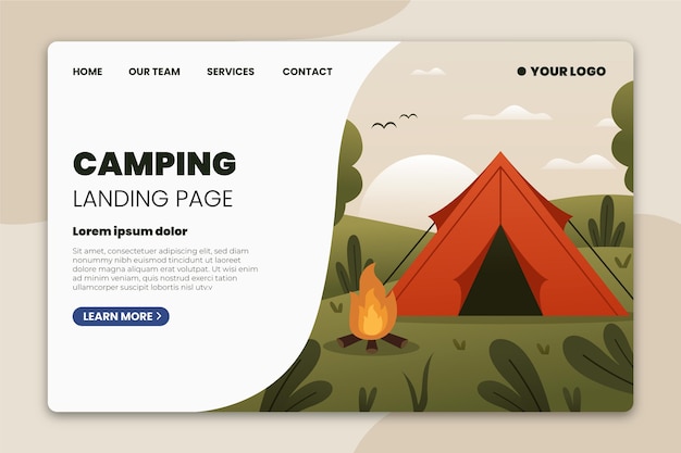 Vector gratuito plantilla de página de destino de camping