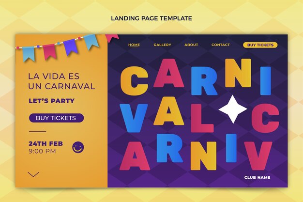 Plantilla de página de destino de carnaval degradado