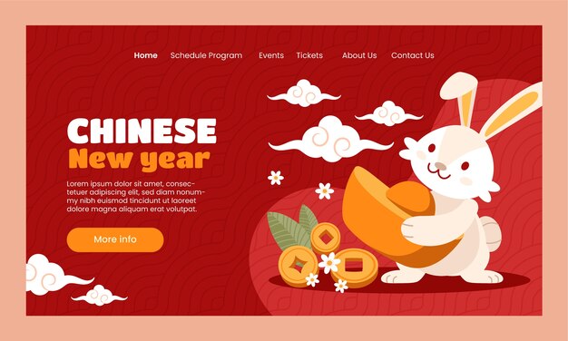 Plantilla de página de destino de celebración de año nuevo chino