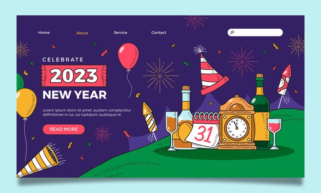 Plantilla de página de destino de celebración de año nuevo