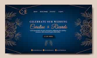 Vector gratuito plantilla de página de destino de celebración de boda degradada