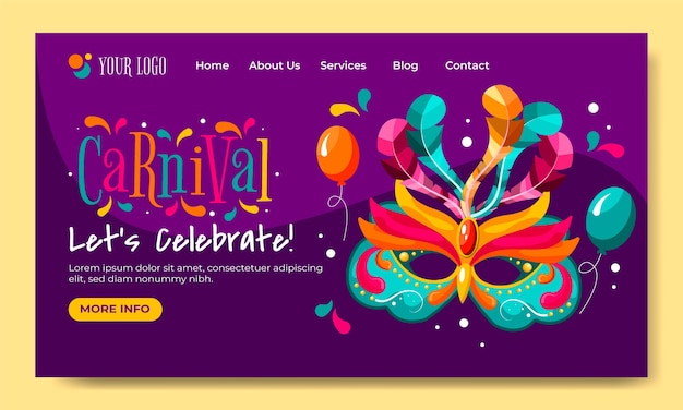 Plantilla de página de destino de celebración de carnaval