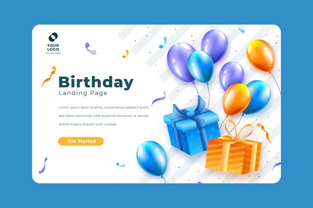 Plantilla de página de destino para celebración de cumpleaños