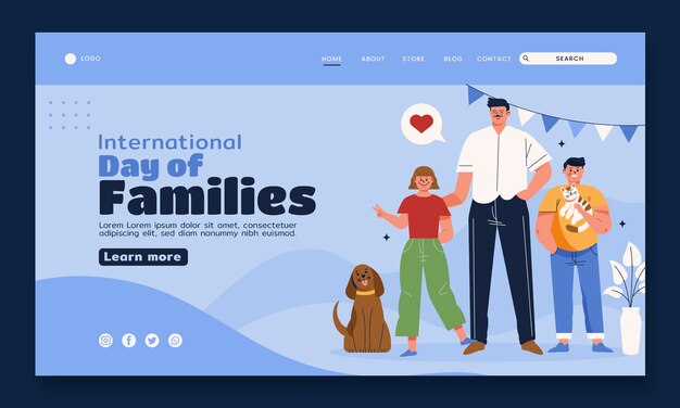 Plantilla de página de destino para la celebración del día internacional de la familia