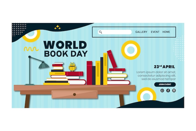 Vector gratuito plantilla de página de destino para la celebración del día mundial del libro
