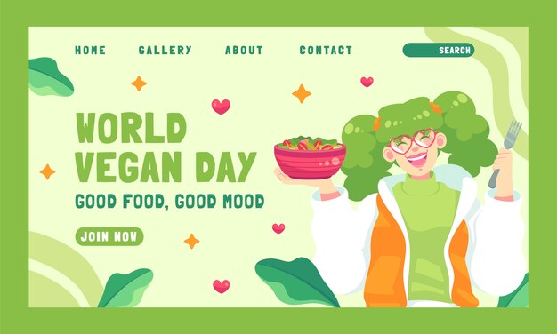 Plantilla de página de destino para la celebración del día mundial vegano