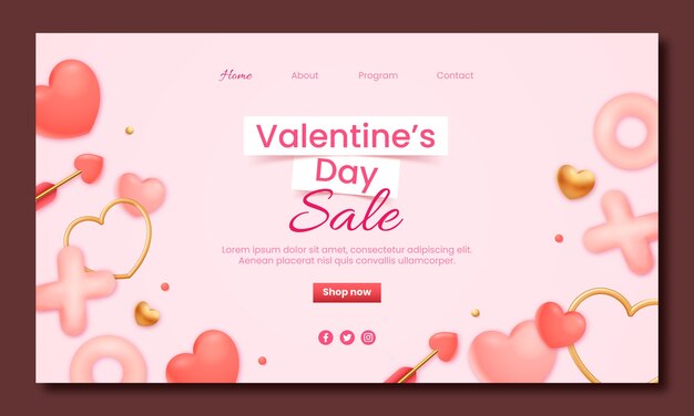 Plantilla de página de destino de celebración del día de san valentín