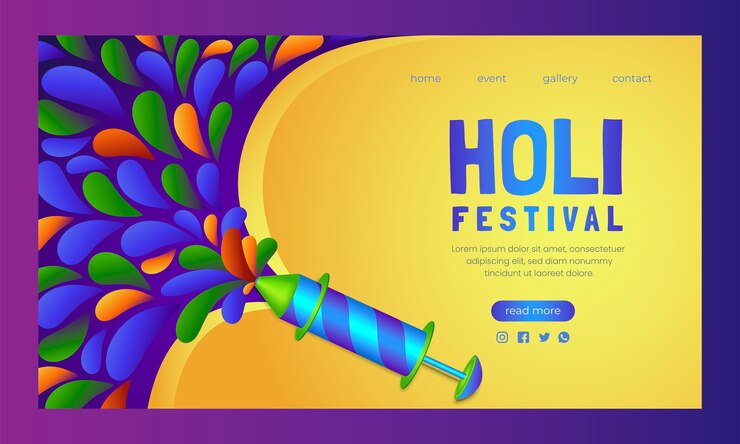 Vector gratuito plantilla de página de destino para la celebración del festival holi