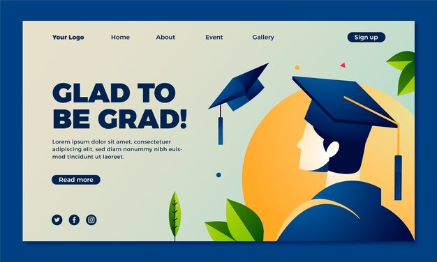 Plantilla de página de destino para celebración de graduación