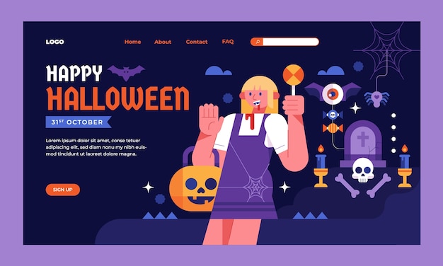 Plantilla de página de destino de celebración de halloween