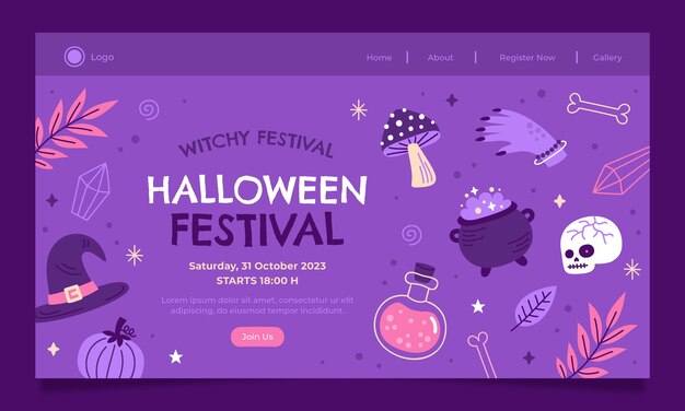 Vector gratuito plantilla de página de destino para la celebración de halloween