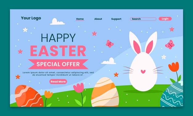 Plantilla de página de destino para la celebración de pascua