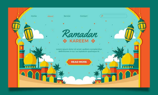 Vector gratuito plantilla de página de destino para la celebración del ramadán islámico