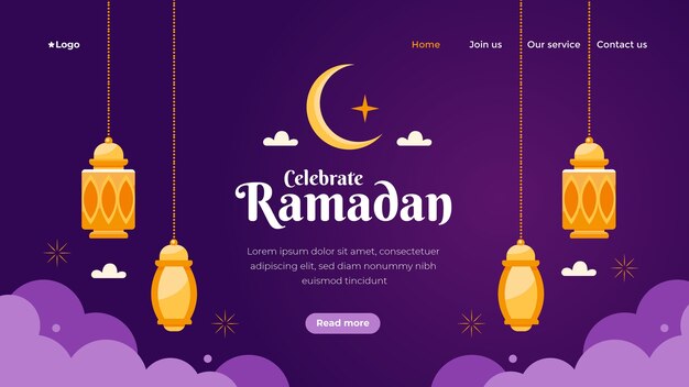 Plantilla de página de destino para la celebración del ramadán islámico