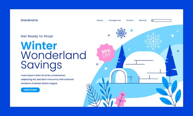 Plantilla de página de destino para la celebración de la temporada de invierno.