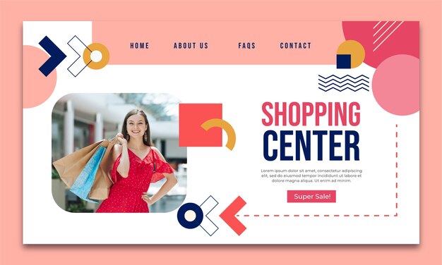 Plantilla de página de destino de centro comercial plana