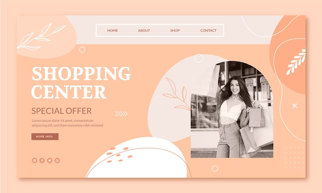 Vector gratuito plantilla de página de destino de centro comercial plana