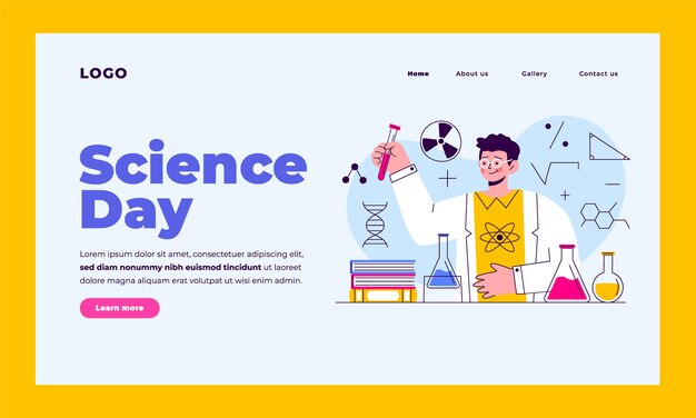 Plantilla de página de destino para ciencia e investigación.