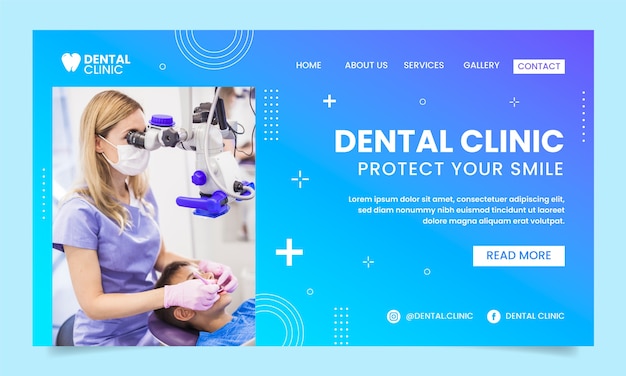 Vector gratuito plantilla de página de destino de clínica dental de diseño plano