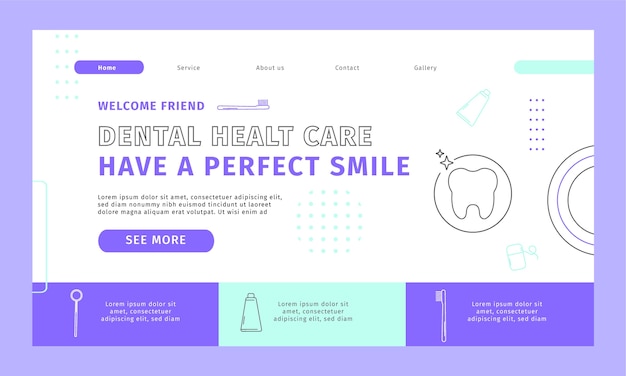 Vector gratuito plantilla de página de destino de clínica dental plana