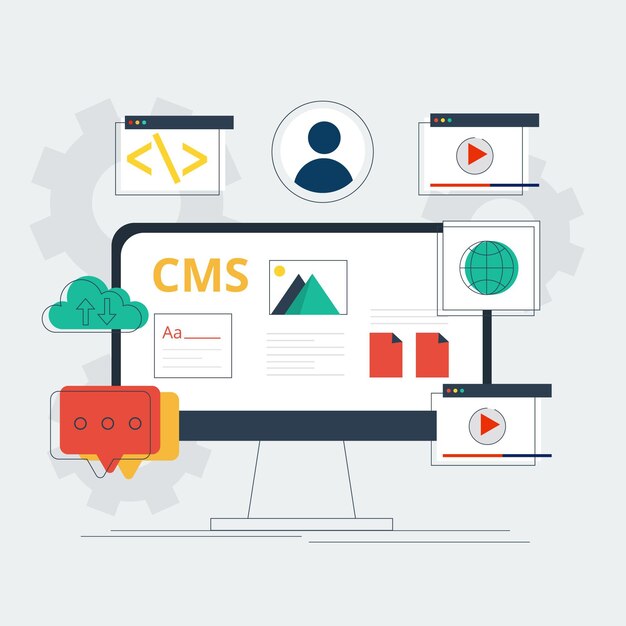 Plantilla de página de destino de cms de diseño plano