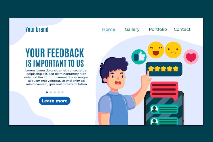Vector gratuito plantilla de página de destino de comentarios planos orgánicos