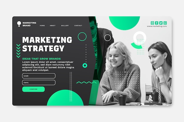 Plantilla de página de destino comercial de marketing vector gratuito