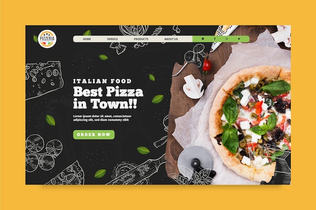 Vector gratuito plantilla de página de destino de comida italiana