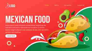 Vector gratuito plantilla de página de destino de comida mexicana degradada