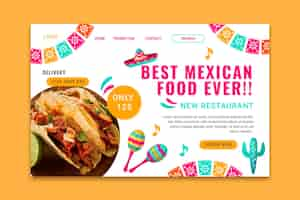 Vector gratuito plantilla de página de destino de comida mexicana sabrosa