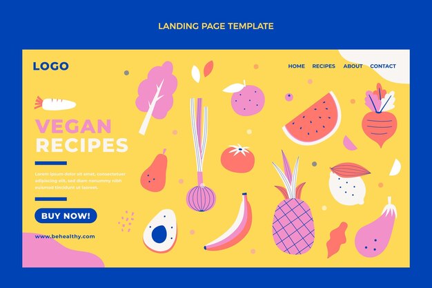 Vector gratuito plantilla de página de destino de comida plana