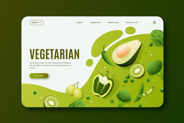 Plantilla de página de destino de comida vegetariana degradada