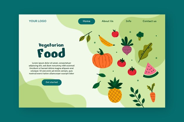 Plantilla de página de destino de comida vegetariana saludable