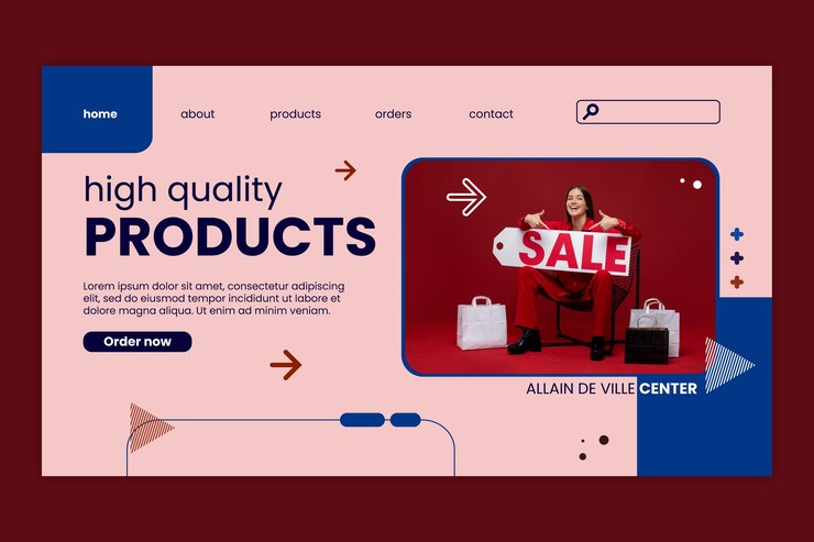 Vector gratuito plantilla de página de destino de compras de diseño plano
