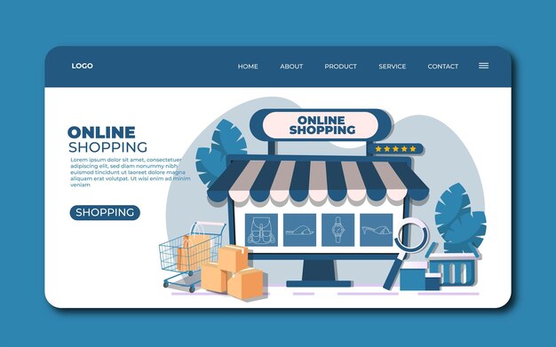 Plantilla de página de destino de compras en línea realista de vector libre