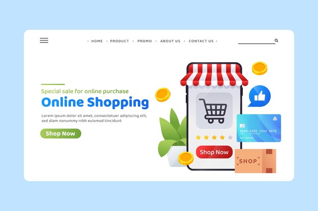 Plantilla de página de destino de compras en línea realista