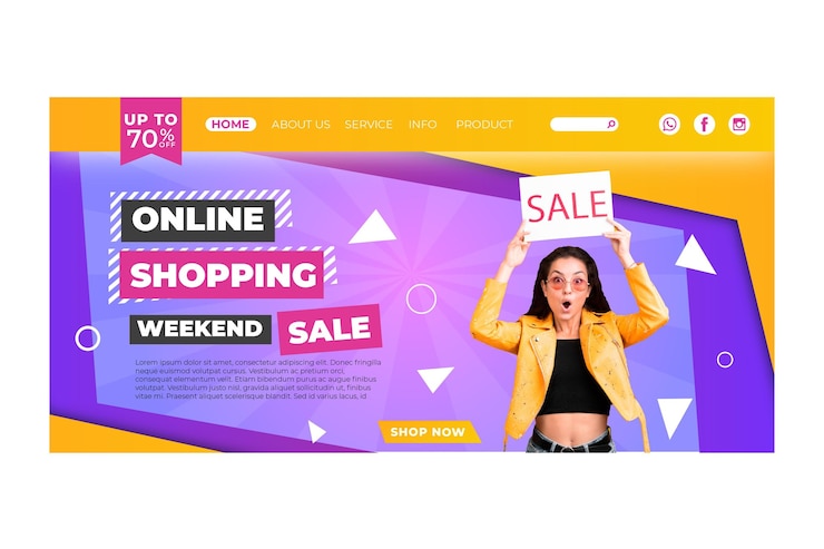 Vector gratuito plantilla de página de destino de compras en línea