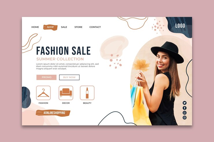 Vector gratuito plantilla de página de destino de compras en línea